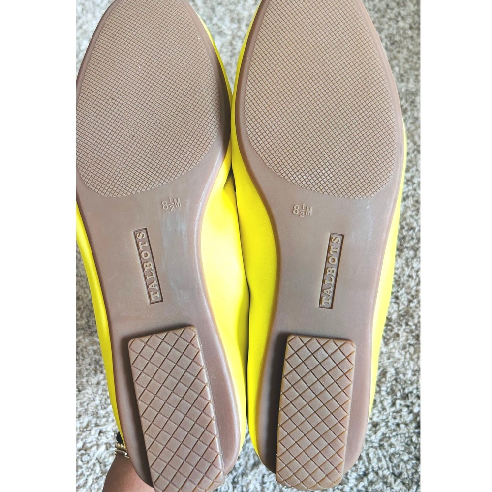 Talbots Ryan Lemon Yellow Dopamine Leather Penny Loafers Flats Womens 8.5M - Picture 7 of 8